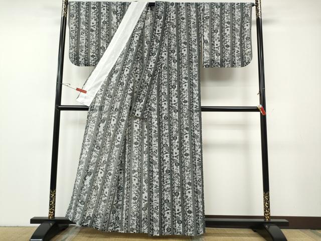 平和屋着物＊夏物 小紋 紗 草花間道 洗える着物 CABF3578ut