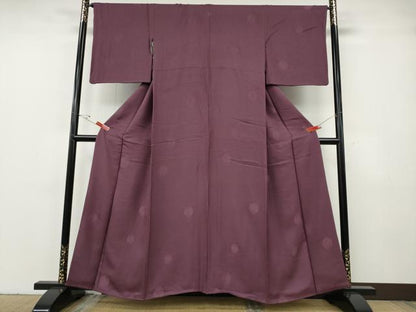 平和屋着物●上質な色無地　鏡裏地紋　暗紅色　正絹　逸品　CABF3581ut