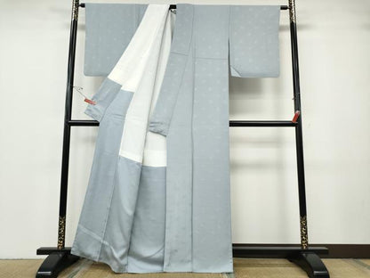 平和屋着物●上質な色無地　舞花地紋　水色　正絹　逸品　CABF3582ut