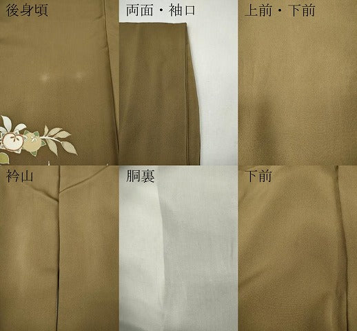 平和屋着物●豪華色留袖　刺繍　扇草花文　金彩　正絹　逸品　CABF3584ut