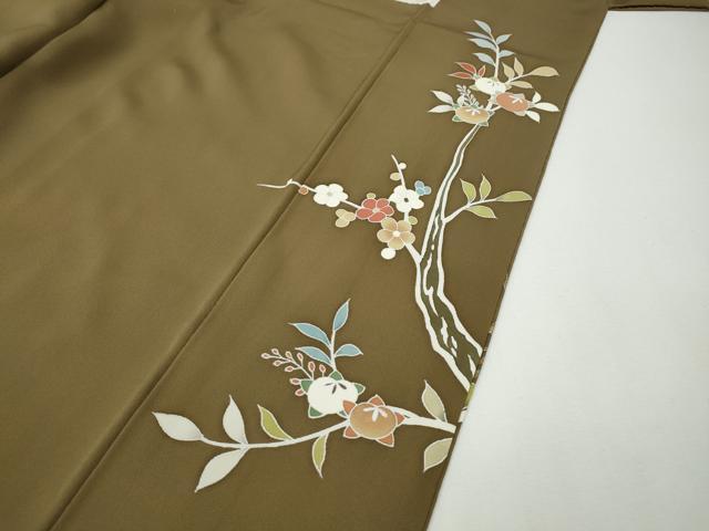 平和屋着物●豪華色留袖　刺繍　扇草花文　金彩　正絹　逸品　CABF3584ut