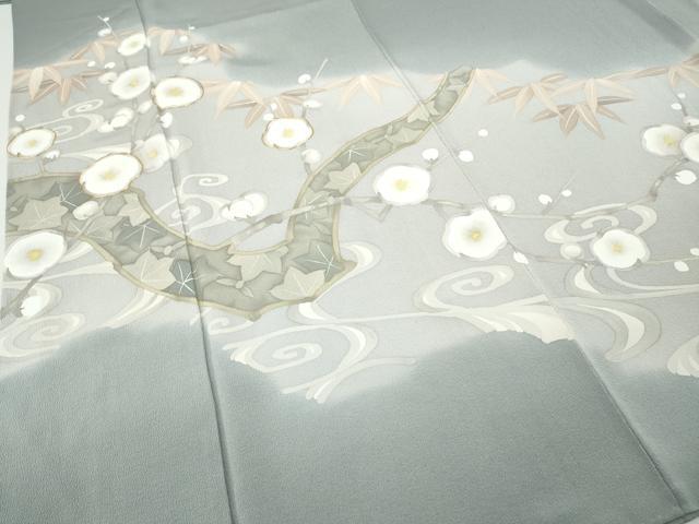 平和屋着物●豪華色留袖　作家物　手描き　駒刺繍　流水枝花文　金彩　鬼しぼ縮緬　正絹　逸品　CABF3590ut
