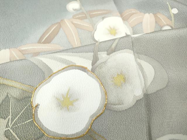 平和屋着物●豪華色留袖　作家物　手描き　駒刺繍　流水枝花文　金彩　鬼しぼ縮緬　正絹　逸品　CABF3590ut