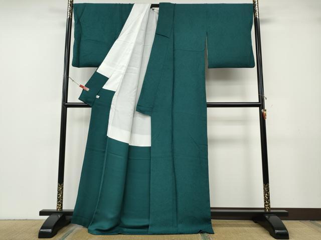 平和屋着物●上質な色無地　辻が花地紋　高麗納戸色　正絹　逸品　CABF3595ut