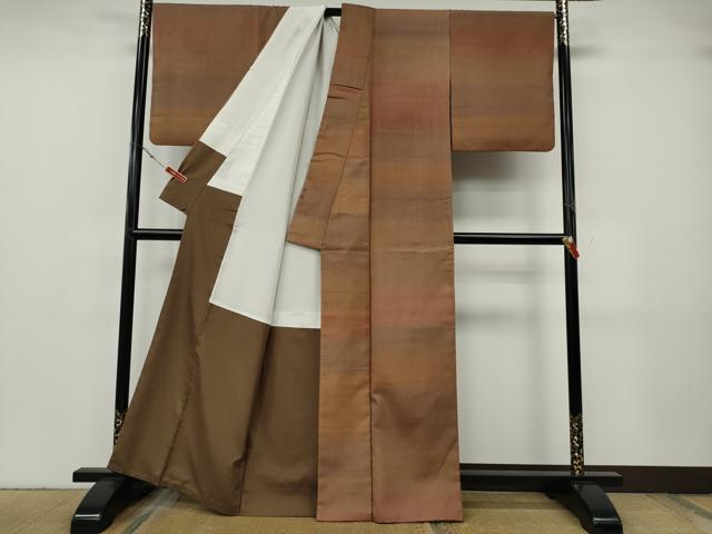 平和屋着物●上質な紬　作家物　横段文　正絹　逸品　CABF3596ut