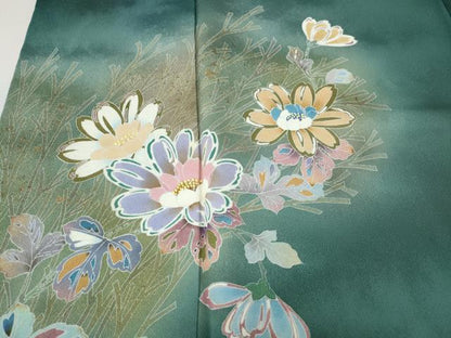平和屋着物●訪問着　枝花文　暈し染め　金彩　正絹　逸品　CABF3597ut
