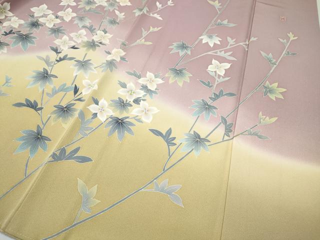 平和屋着物●訪問着　作家物　枝花文　暈し染め　正絹　逸品　CABF3600ut