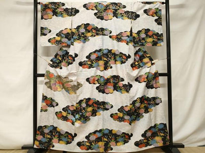 平和屋着物■訪問着 駒刺繍 雲取り草花文 金彩 正絹 逸品 CABF3602ev