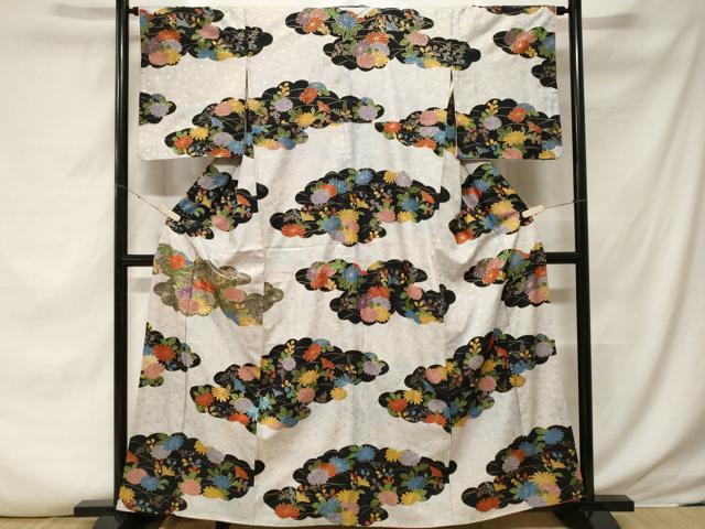 平和屋着物■訪問着 駒刺繍 雲取り草花文 金彩 正絹 逸品 CABF3602ev