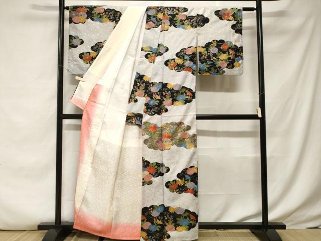 平和屋着物■訪問着 駒刺繍 雲取り草花文 金彩 正絹 逸品 CABF3602ev