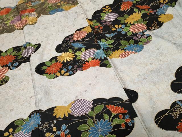 平和屋着物■訪問着 駒刺繍 雲取り草花文 金彩 正絹 逸品 CABF3602ev