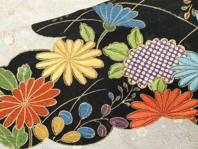 平和屋着物■訪問着 駒刺繍 雲取り草花文 金彩 正絹 逸品 CABF3602ev