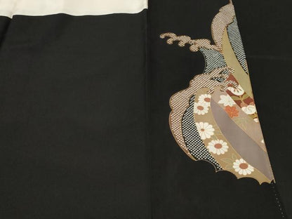 平和屋着物■豪華黒留袖 駒刺繍 立波松花文 暈し染め 金彩 正絹 逸品 CABF3608ev