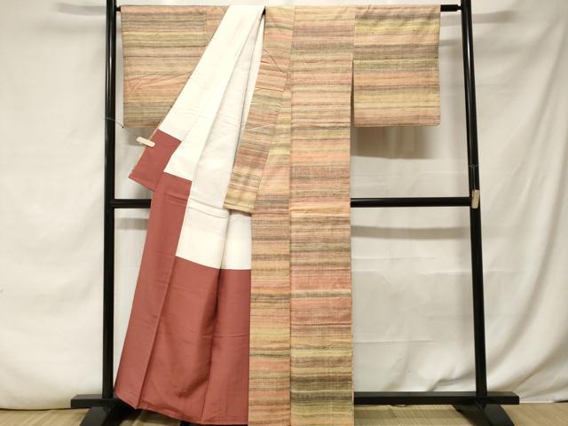 平和屋着物■上質な紬 横段文 正絹 逸品 CABF3614ev