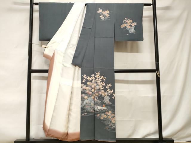 平和屋着物■訪問着 鴛鴦草花文 暈し染め 正絹 逸品 CABF3615ev