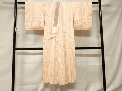 平和屋着物■長襦袢 無双仕立て 杢目絞り 縞 正絹 逸品 CABF3617ev