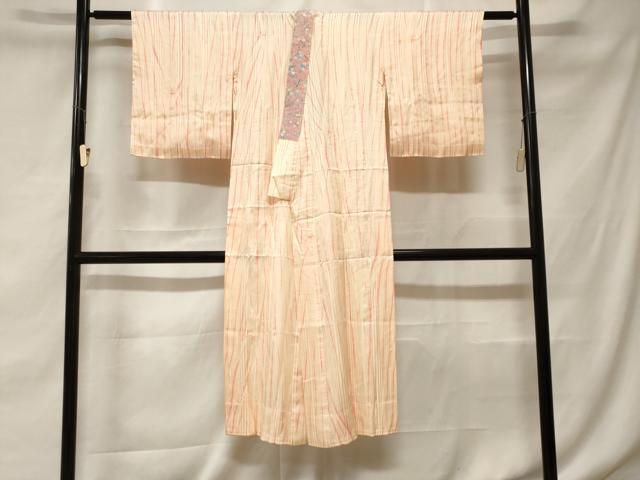 平和屋着物■長襦袢 無双仕立て 杢目絞り 縞 正絹 逸品 CABF3617ev