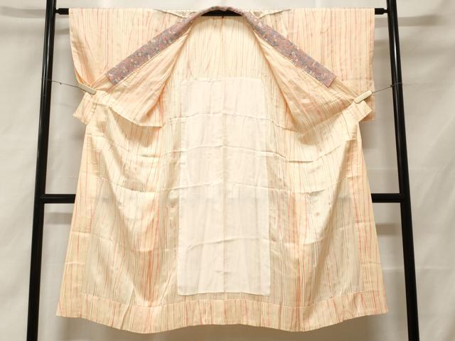 平和屋着物■長襦袢 無双仕立て 杢目絞り 縞 正絹 逸品 CABF3617ev