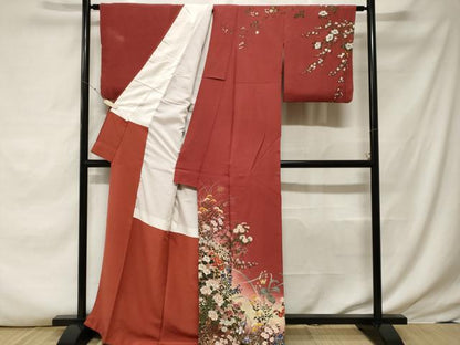 平和屋着物■訪問着　駒刺繍　草花文　暈し染め　金彩　正絹　逸品　CABF3626ev