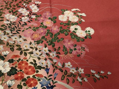 平和屋着物■訪問着　駒刺繍　草花文　暈し染め　金彩　正絹　逸品　CABF3626ev