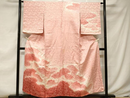 平和屋着物■訪問着 霞文飛鶴文 暈し染め 銀通し地 正絹 逸品 CABF3628ev