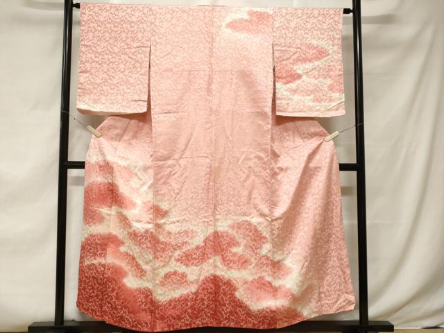 平和屋着物■訪問着 霞文飛鶴文 暈し染め 銀通し地 正絹 逸品 CABF3628ev