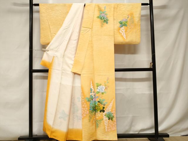 平和屋着物■訪問着 バラ 草花文 暈し染め 金彩 正絹 逸品 CABF3629ev