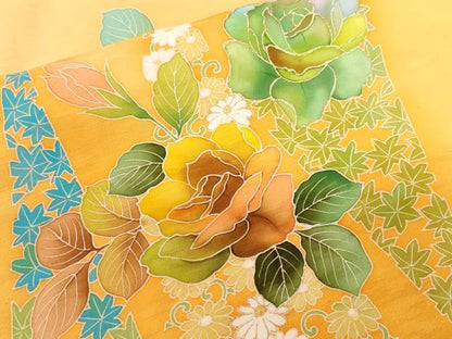 平和屋着物■訪問着 バラ 草花文 暈し染め 金彩 正絹 逸品 CABF3629ev