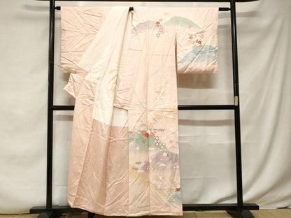 平和屋着物■訪問着　松竹梅遠山花文　暈し染め　金彩　正絹　逸品　CABF3631ev