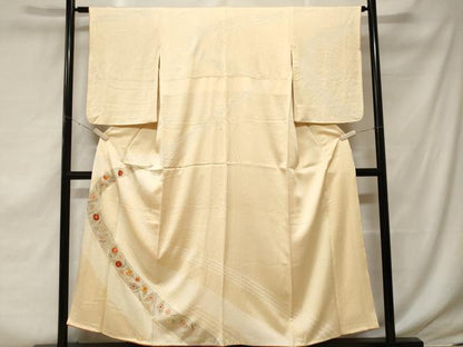 平和屋着物■色留訪問着　刺繍　絞り　青海波溢れ松葉菊文　正絹　逸品　CABF3632ev