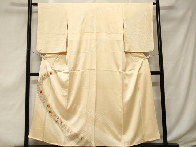 平和屋着物■色留訪問着　刺繍　絞り　青海波溢れ松葉菊文　正絹　逸品　CABF3632ev