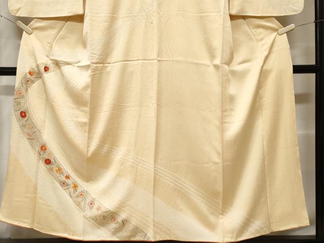 平和屋着物■色留訪問着　刺繍　絞り　青海波溢れ松葉菊文　正絹　逸品　CABF3632ev