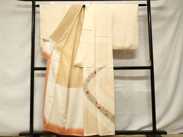 平和屋着物■色留訪問着　刺繍　絞り　青海波溢れ松葉菊文　正絹　逸品　CABF3632ev