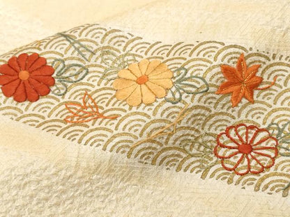 平和屋着物■色留訪問着　刺繍　絞り　青海波溢れ松葉菊文　正絹　逸品　CABF3632ev
