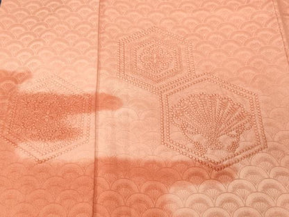 平和屋着物■訪問着　刺繍　亀甲檜扇花文　青海波地紋　暈し染め　正絹　逸品　CABF3636ev