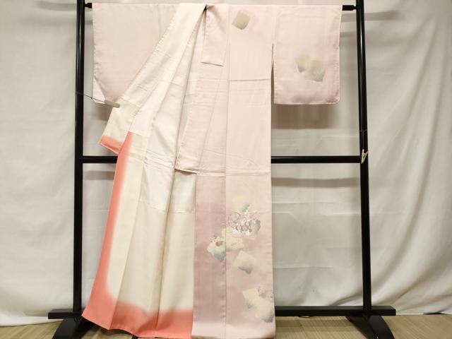 平和屋着物■訪問着　刺繍　破れ色紙鼓花文　暈し染め　正絹　逸品　CABF3637ev