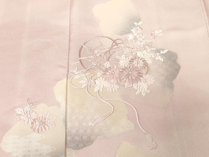 平和屋着物■訪問着　刺繍　破れ色紙鼓花文　暈し染め　正絹　逸品　CABF3637ev