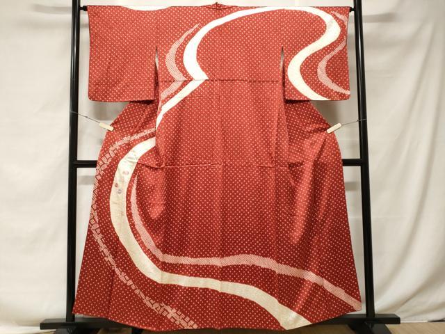 平和屋着物■訪問着　刺繍　絞り　芝草舞花文　銀彩　正絹　逸品　CABF3638ev