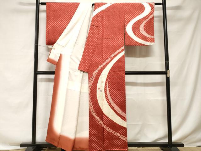平和屋着物■訪問着　刺繍　絞り　芝草舞花文　銀彩　正絹　逸品　CABF3638ev