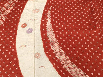 平和屋着物■訪問着　刺繍　絞り　芝草舞花文　銀彩　正絹　逸品　CABF3638ev
