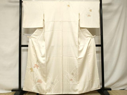 平和屋着物■訪問着　刺繍　草花文　金彩　正絹　逸品　CABF3639ev