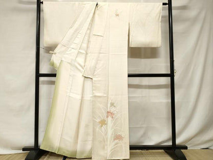 平和屋着物■訪問着　刺繍　草花文　金彩　正絹　逸品　CABF3639ev