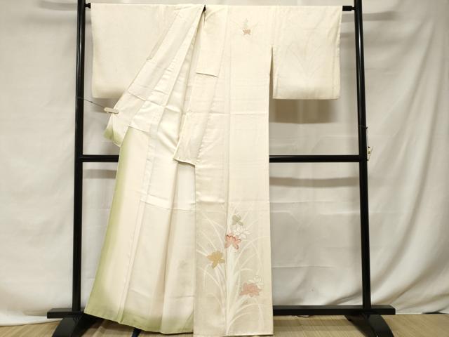 平和屋着物■訪問着　刺繍　草花文　金彩　正絹　逸品　CABF3639ev