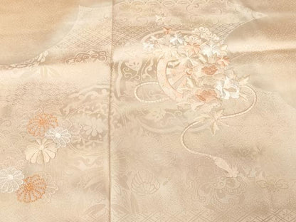 平和屋着物■訪問着　刺繍　源氏車花文　絵皿鳳凰花文　暈し染め　高島屋扱い　正絹　逸品　CABF3646ev