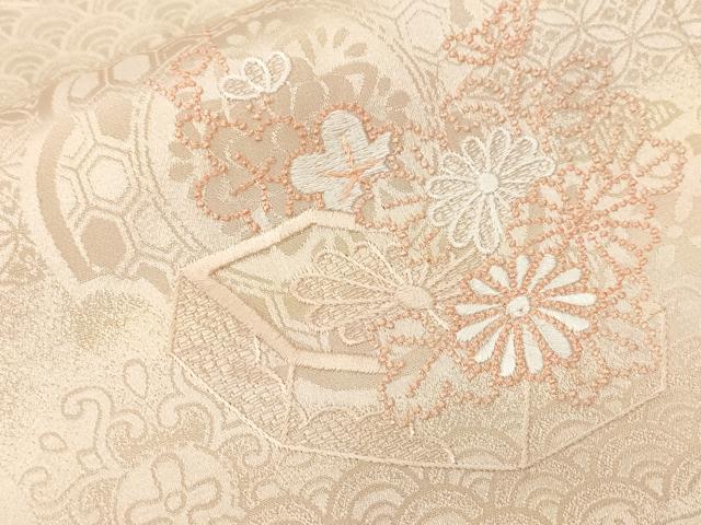平和屋着物■訪問着　刺繍　源氏車花文　絵皿鳳凰花文　暈し染め　高島屋扱い　正絹　逸品　CABF3646ev