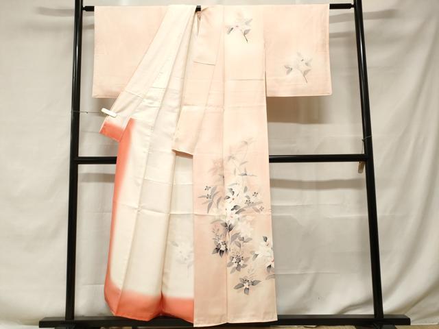 平和屋着物■訪問着　刺繍　枝花文　暈し染め　正絹　逸品　CABF3649ev