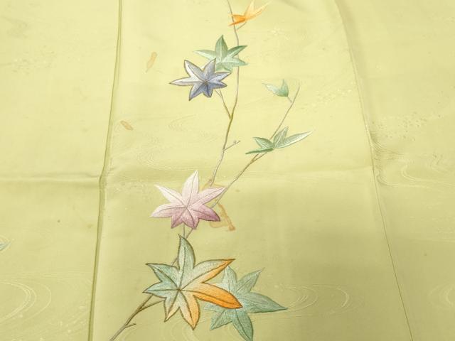 平和屋着物■訪問着 総刺繍 枝楓文 金糸 正絹 逸品 CABF3650ev