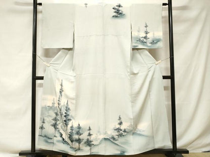 平和屋着物■訪問着　手描き　樹林文　暈し染め　正絹　逸品　CABF3651ev