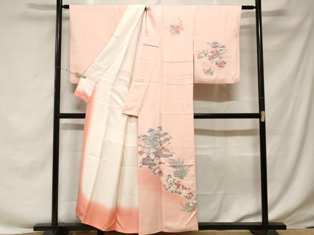 平和屋着物■訪問着　松竹梅流水鴛鴦文　暈し染め　正絹　逸品　CABF3652ev