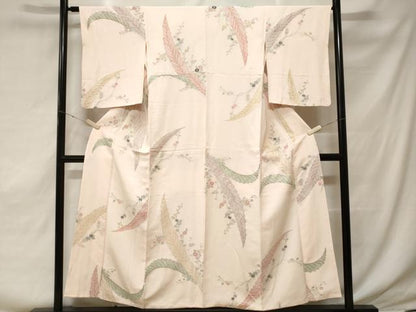 平和屋着物■上質な小紋 刺繍 枝花文 金糸 正絹 逸品 CABF3675ev